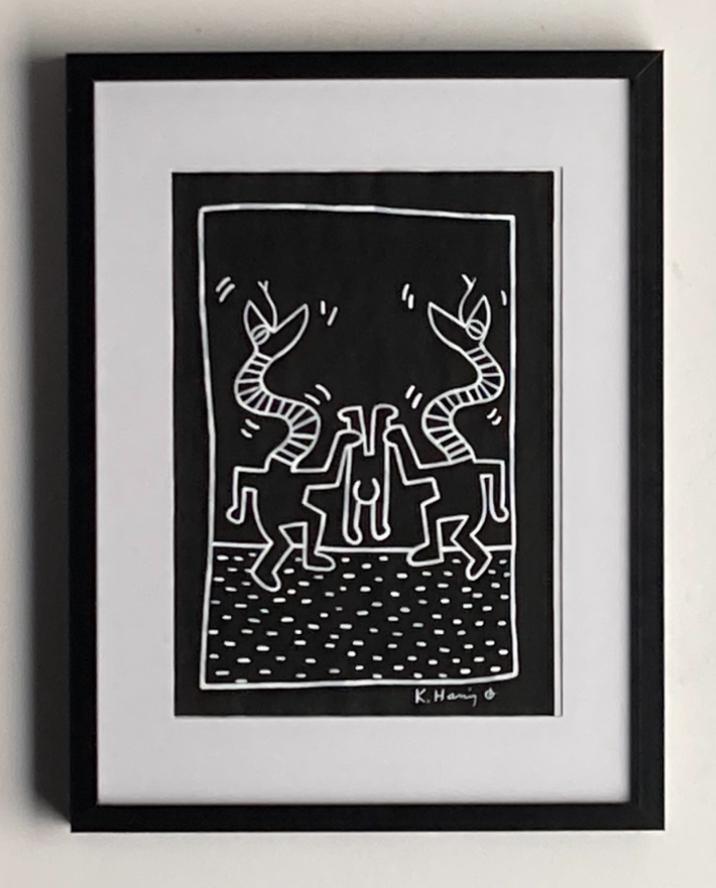 Keith Haring : ingelijste tekening, Antiek en Kunst, Kunst | Designobjecten, Ophalen of Verzenden