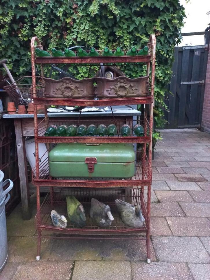 Oud stoer vintage winkelrek,,voorraadrek, Antiek en Kunst, Curiosa en Brocante, Ophalen