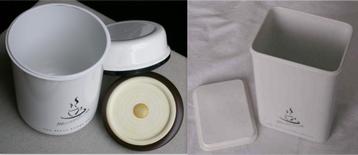 2 x Van Nelle Voorraadbus rechthoekig en rond wit Koffiebus  beschikbaar voor biedingen