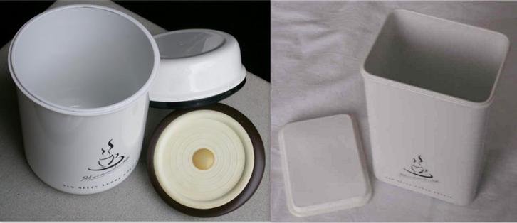 2 x Van Nelle Voorraadbus rechthoekig en rond wit Koffiebus, Huis en Inrichting, Keuken | Keukenbenodigdheden, Zo goed als nieuw