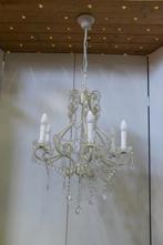 Zeven-armige kroonluchter glas op wit frame, Ophalen, Gebruikt, Romantisch, Glas