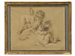 François Boucher (1703–1770) Gemengde techniek op oud vergép, Ophalen of Verzenden