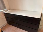MALM 6 lade kast + glasplaat, Huis en Inrichting, Ophalen, 50 tot 100 cm, Zo goed als nieuw, 3 of 4 laden