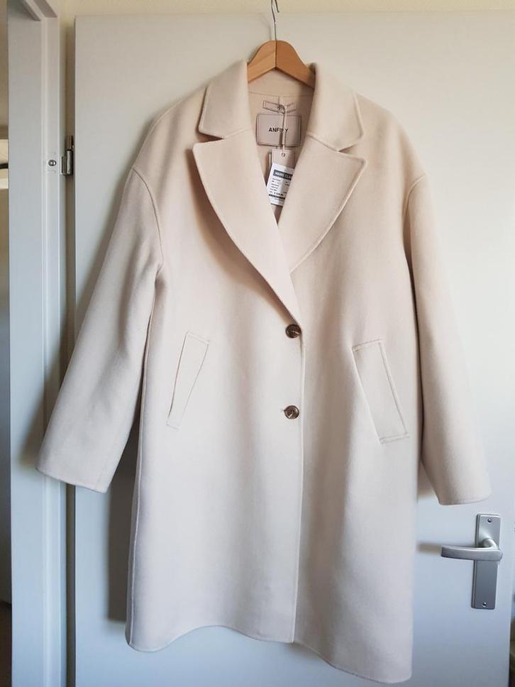 Anfiny room witte wollen jas type Diana maat 44 NIEUW!, Kleding | Dames, Jassen | Winter, Nieuw, Maat 42/44 (L), Wit, Ophalen of Verzenden
