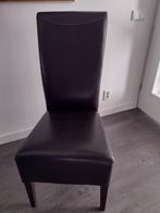6 donkerbruine lederen eetkamerstoelen (kan ook per stuk), Huis en Inrichting, Stoelen, Ophalen, Gebruikt, Bruin, Hout