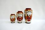 Trio vintage porselein "satsuma" vaasjes, Antiek en Kunst, Ophalen