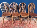 Set van 2 Engelse wheelchair stoelen, windsor chairs, Huis en Inrichting, Stoelen, Gebruikt, Bruin, Vintage, Ophalen of Verzenden
