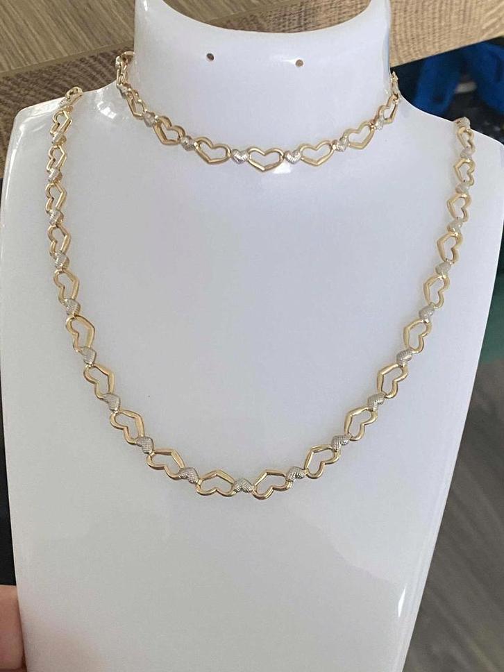 14 karaat gouden (585) set: ketting en armband, Sieraden, Tassen en Uiterlijk, Kettingen, Nieuw, Goud, Goud, Ophalen of Verzenden