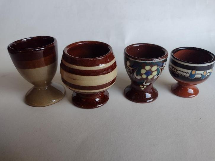 4 div. retro bruine deco eierdoppen, Verzamelen, Retro, Huis en Inrichting, Ophalen