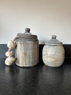 Landelijke houten potten, Huis en Inrichting, Woonaccessoires | Overige, Ophalen of Verzenden, Zo goed als nieuw