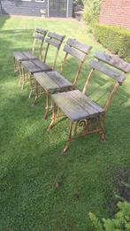 4 zware tuinstoelen met gietijzeren onderstel., Tuin en Terras, Ophalen