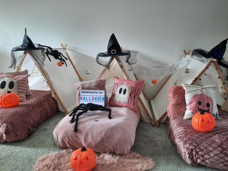 Halloween /Tipi slaapfeestje /kinderfeestje / tipitent/Pink, Hobby en Vrije tijd, Feestartikelen | Verhuur, Zo goed als nieuw