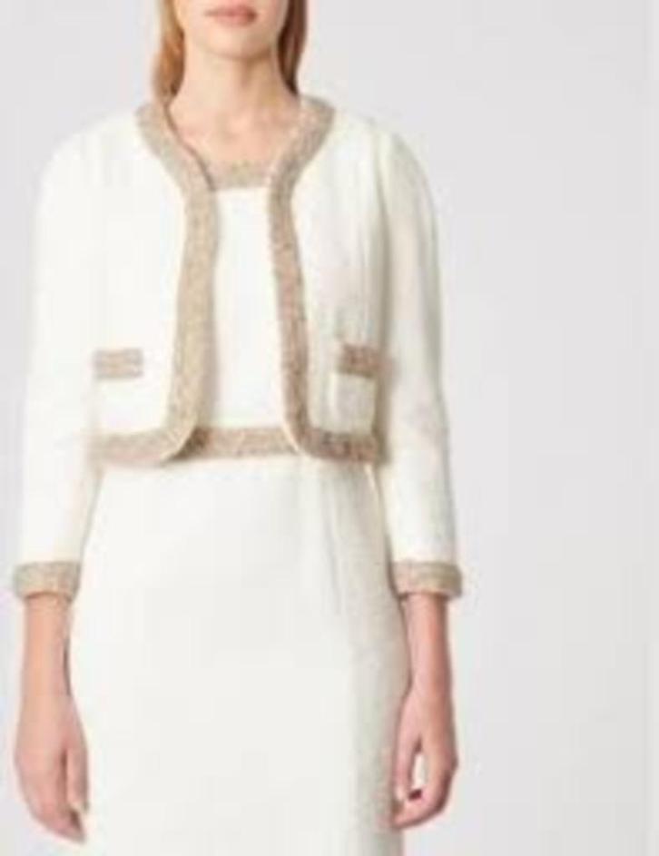 Paule Ka Paris set: jurk + jasje crème bouclé (F38 / NL36), Kleding | Dames, Jasjes, Kostuums en Pakken, Zo goed als nieuw, Kostuum of Pak