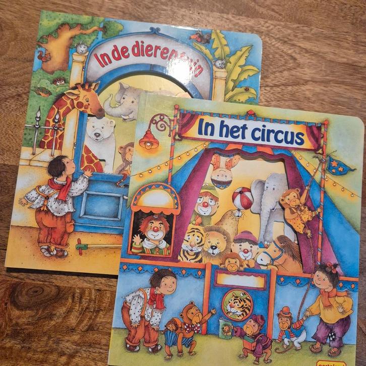 Leuke kinderboeken: In de dierentuin & In het circus, Boeken, Kinderboeken | Baby's en Peuters, Zo goed als nieuw, 2 tot 3 jaar