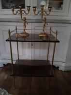 Oud Frans bijzettafeltje rookglas en brons