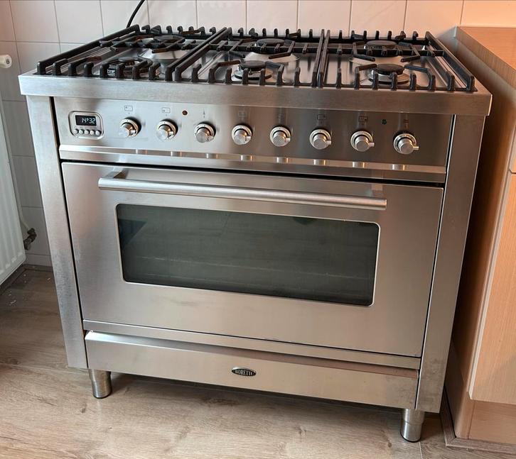 Boretti gasfornuis, Witgoed en Apparatuur, Fornuizen, Gebruikt, Vrijstaand, Gas, 5 kookzones of meer, 90 tot 95 cm, 60 cm of meer