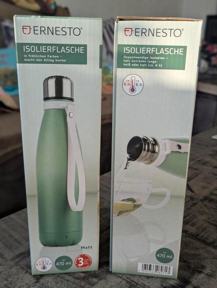 2× Ernesto Isolatiefles 470 ml – groen – nieuw in doos, Sport en Fitness, Overige Sport en Fitness, Nieuw, Ophalen of Verzenden