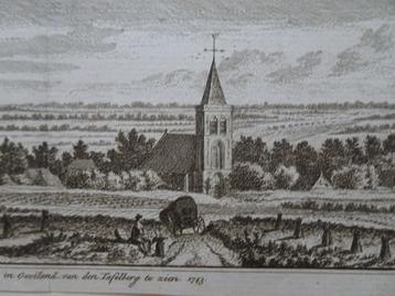gravure Blaricum Gooiland vanuit Tafelberg H. Spilman 1743 beschikbaar voor biedingen