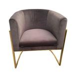 Fluwelen fauteuil & gouden bijzettafel, Ophalen, Minder dan 75 cm, Zo goed als nieuw, Stof