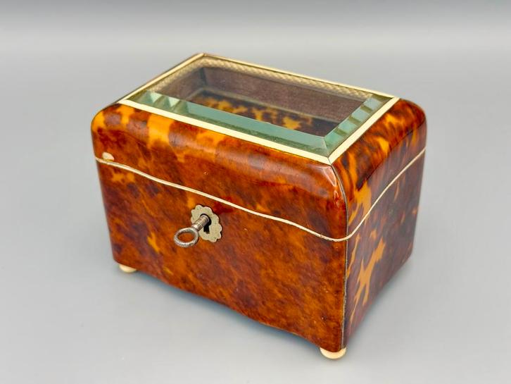 Antiek schildpad theekistje, 19e eeuw, Antiek en Kunst, Antiek | Overige Antiek, Ophalen of Verzenden