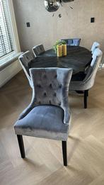 6 Prachtige velvet eetkamerstoelen, zo goed als nieuw, Huis en Inrichting, Stoelen, Ophalen, Overige kleuren, Zo goed als nieuw