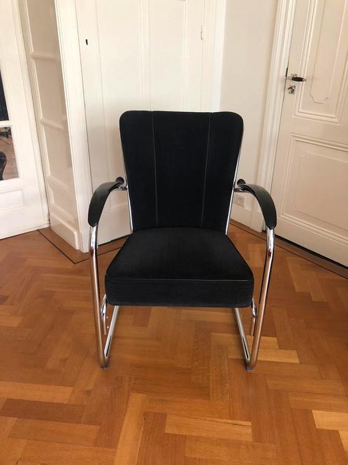 Gispen 412 fauteuil zwart rib ribstof, Huis en Inrichting, Stoelen, Zo goed als nieuw, Eén, Zwart, Ophalen