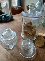 Glazen stolppot 23 cm , kleine stolp 10 en 13 cm glas, Ophalen of Verzenden, Zo goed als nieuw