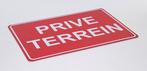 Prive Terrein rood wit reclamebord van metaal wandbord deco, Info@deconoord.nl, Deco Noord, Nieuw, Ophalen of Verzenden
