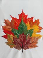 Prachtig geborduurd boeket van herfstbladeren in rijke, warm, 120 cm of meer, Nieuw, Ophalen of Verzenden, Katoen