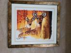 Schilderij geborduurd Herten, Huis en Inrichting, Woonaccessoires | Schilderijen, Tekeningen en Foto's, Ophalen of Verzenden, Schilderij