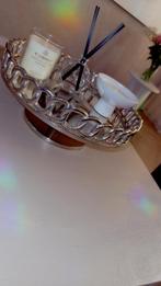 Zilver dienblad met glas, Ophalen, Zo goed als nieuw, Rond, Metaal