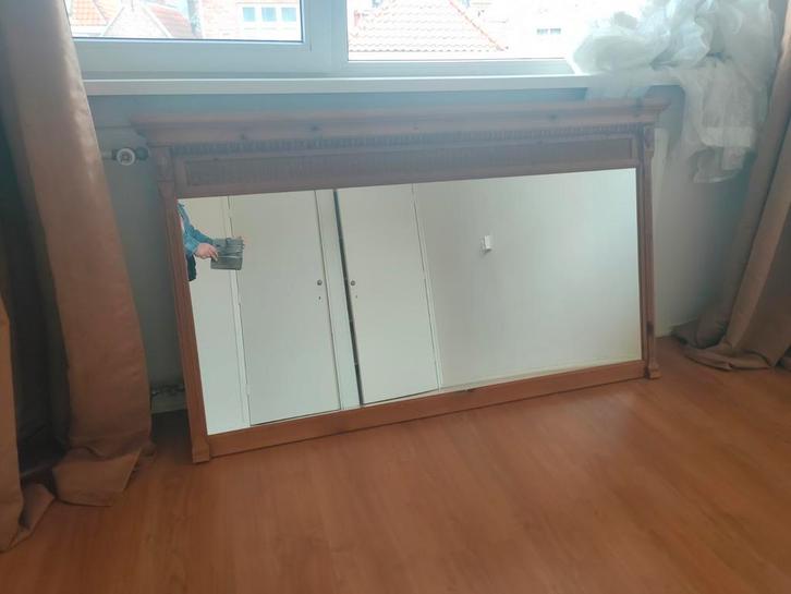 Dressoir Spiegel hout - 89x155 cm, Huis en Inrichting, Woonaccessoires | Spiegels, Minder dan 100 cm, Rechthoekig, Ophalen