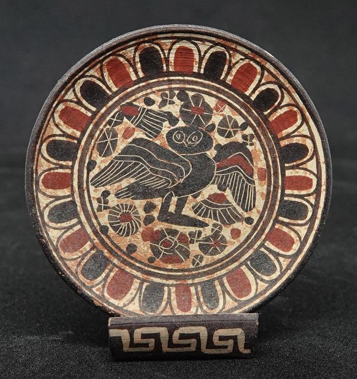 Grieks minibordje uil handgeschilderd aardewerk copy museum, Antiek en Kunst, Curiosa en Brocante, Ophalen of Verzenden