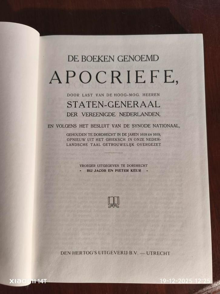Oude Apocriefe Boeken Staten-Generaal 1618/1619, Boeken, Godsdienst en Theologie, Gelezen, Ophalen of Verzenden