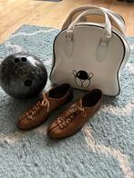 Mooie witte retro bowlingtas met bal en schoenen, Sport en Fitness, Bowlen, Ophalen, Zo goed als nieuw, Overige typen