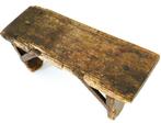 Authentiek rustiek bijzettafeltje voetenbankje tafeltje, Antiek en Kunst, Curiosa en Brocante, Ophalen of Verzenden