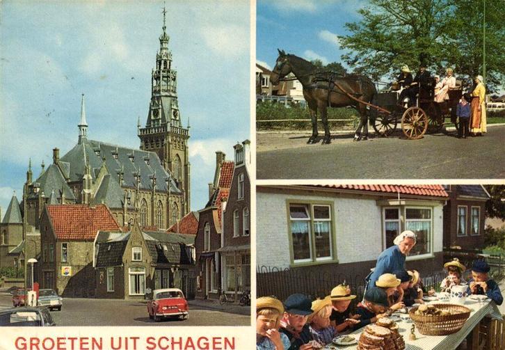 Groeten uit Schagen - 3 afb - 1969 gelopen, Verzamelen, Ansichtkaarten | Nederland, Gelopen, Noord-Brabant, Voor 1920, Ophalen of Verzenden