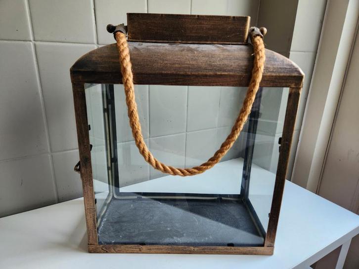 Lantaarn/windlicht brons, Huis en Inrichting, Woonaccessoires | Kandelaars en Kaarsen, Zo goed als nieuw, 25 tot 50 cm, Brons of Koper