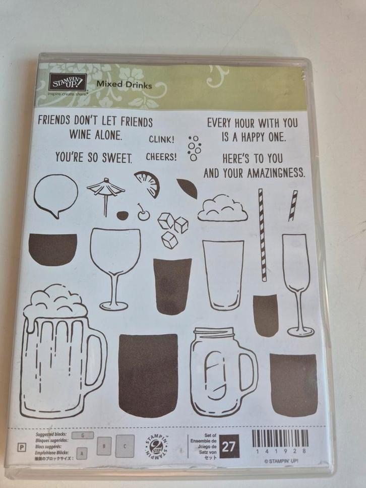 Stampin Up, Mixed Drinks, 141928, Hobby en Vrije tijd, Stempelen, Gebruikt, Clearstamp, Ophalen of Verzenden