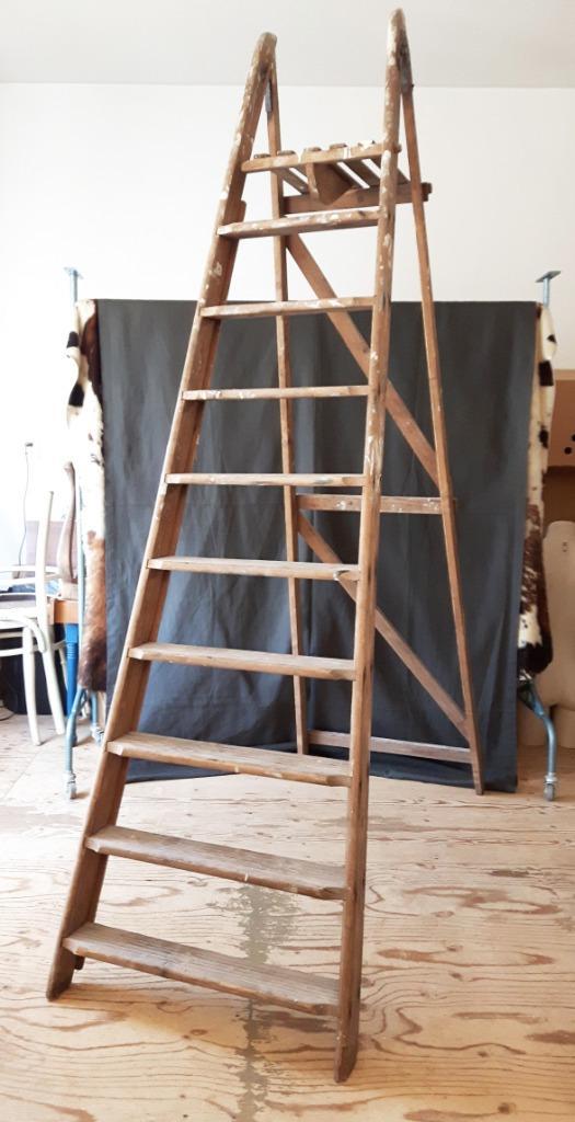 *** vintage hoge HOUTEN TRAP ***, Doe-het-zelf en Verbouw, Ladders en Trappen, Gebruikt, Trap, Minder dan 2 meter, Opvouwbaar of Inschuifbaar