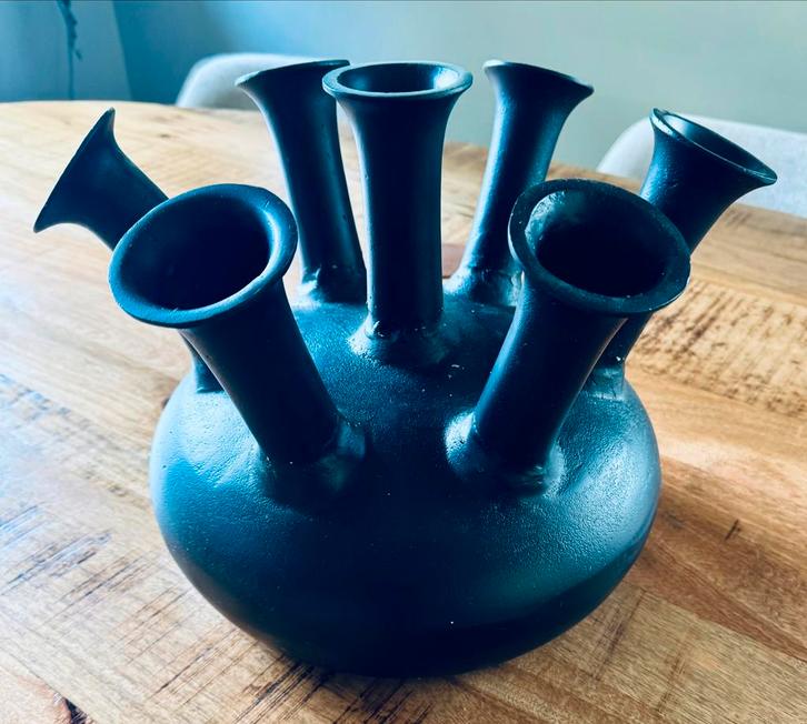 Tulpenvaas Colmore  Zwart, Huis en Inrichting, Woonaccessoires | Vazen, Zo goed als nieuw, Zwart, Minder dan 50 cm, Ophalen
