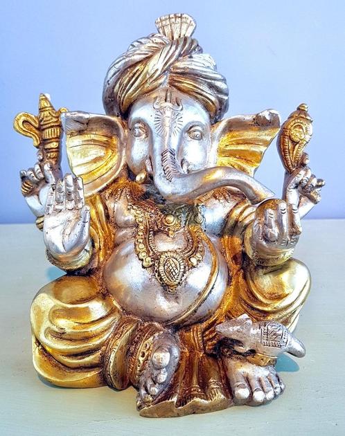 Ganesha beelden brons met tulband India!, Verzamelen, Beelden en Beeldjes, Nieuw, Religie, Ophalen of Verzenden