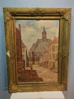 Oude stadsgezicht schilderij met kerk, Antiek en Kunst, Kunst | Schilderijen | Klassiek, Ophalen