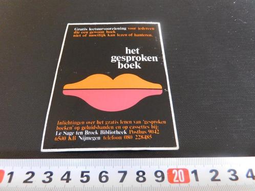 sticker  Nijmegen Bibliotheek Het gesproken boek, Verzamelen, Stickers, Zo goed als nieuw, Bedrijf of Vereniging, Ophalen