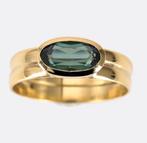 14 karaat gouden ring met groene Toermalijn, Goud, 18 tot 19, Goud, Met edelsteen