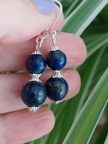 Lapis Lazuli oorbellen met verzilverde oorhaakjes #35765 beschikbaar voor biedingen