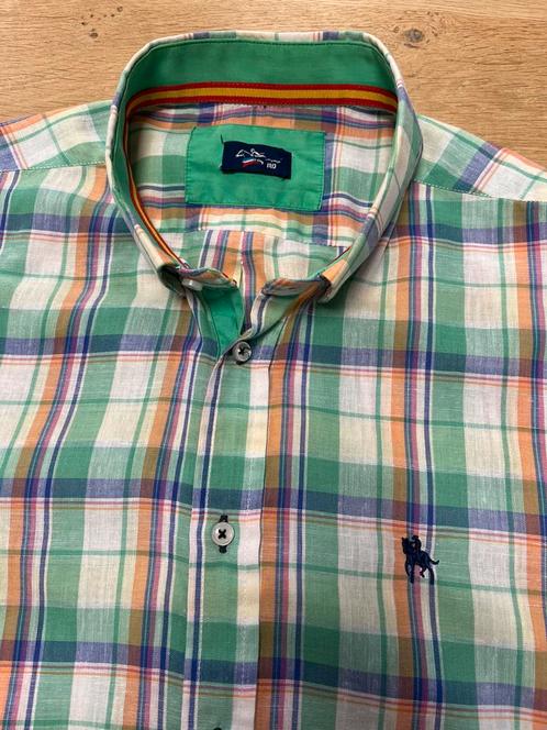 RD Polo linnen overhemd uit Spanje - Maat 44 / XL, Kleding | Heren, Overhemden, Zo goed als nieuw, Halswijdte 43/44 (XL), Groen