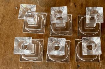 set van 6 glazen kandelaartjes beschikbaar voor biedingen