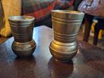 Vintage messing vaasjes - set van 2, Overige materialen, Gebruikt, Overige kleuren, Ophalen of Verzenden