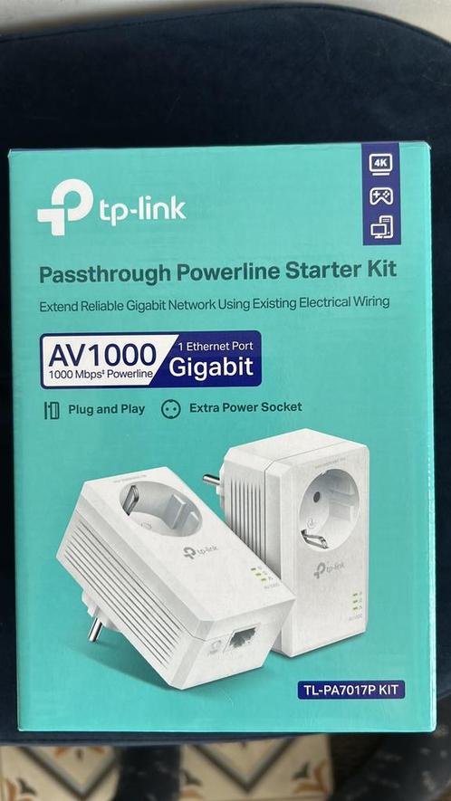 TP-Link AV1000 Gigabit Passthrough Powerline Starter Kit, Computers en Software, Netwerk switches, Nieuw, Ophalen of Verzenden